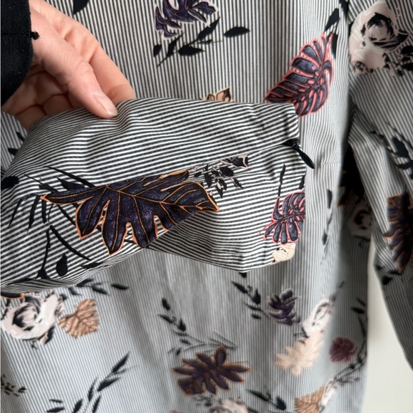 Lafayette 148 New York Stretch Cotton Caddie Blouse - Stripes/Floral - Size 4 - Picture 6 of 11